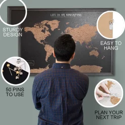 Splosh Travel Map - Black World Map