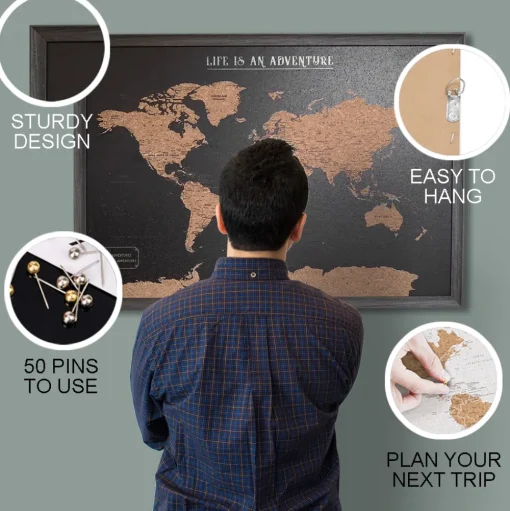 Splosh Travel Map - Black World Map