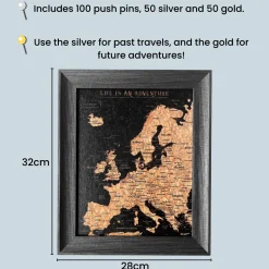 Splosh Travel Map - Europe Map - Desk - Black