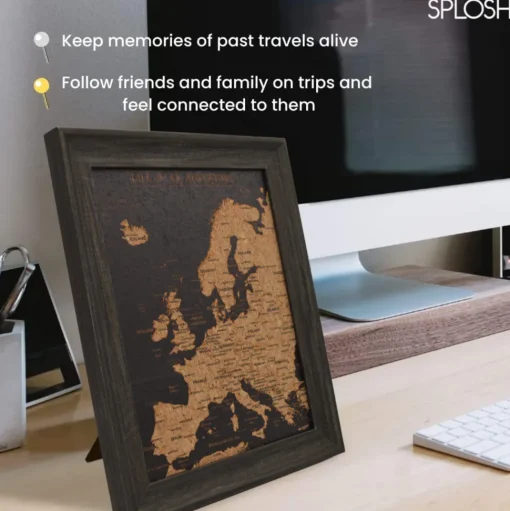 Splosh Travel Map - Europe Map - Desk - Black