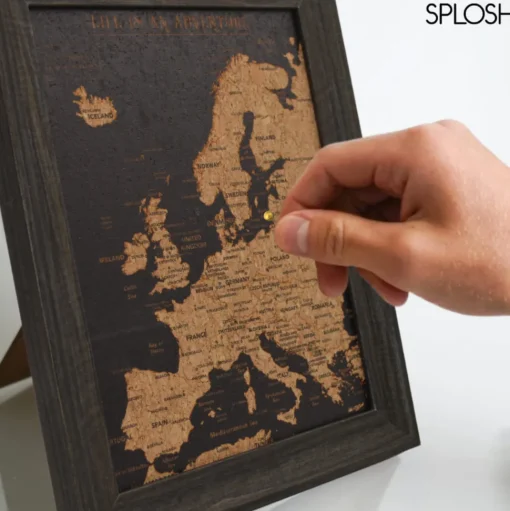 Splosh Travel Map - Europe Map - Desk - Black