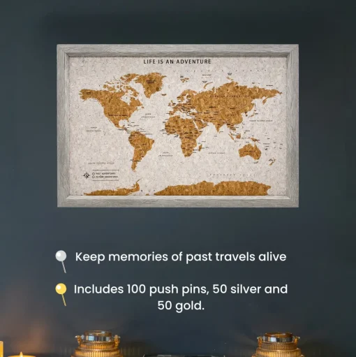 Splosh Travel Map - Grey World Map
