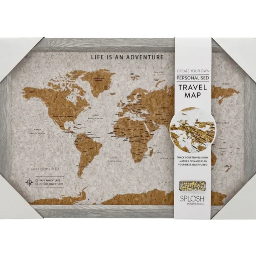 Splosh Travel Map - Grey World Map