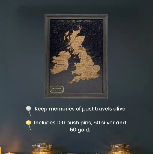 Splosh Travel Map - UK & Ireland Map - Small - Black