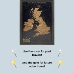 Splosh Travel Map - UK & Ireland Map - Small - Black