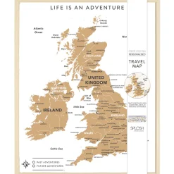 Splosh Travel Map - UK Map - Desk - White