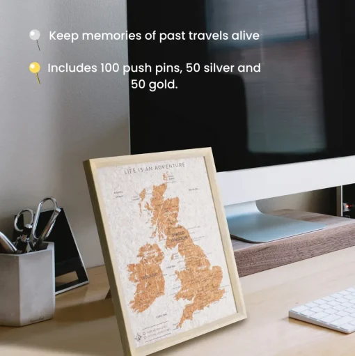 Splosh Travel Map - UK Map - Desk - White