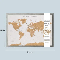 Splosh Travel Map - World Map - Large - Grey