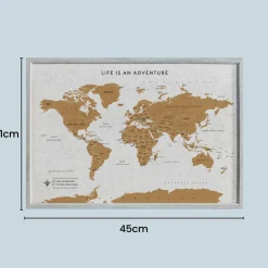 Splosh Travel Map - World Map - XL Desk - Grey