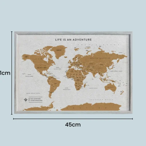 Splosh Travel Map - World Map - XL Desk - Grey