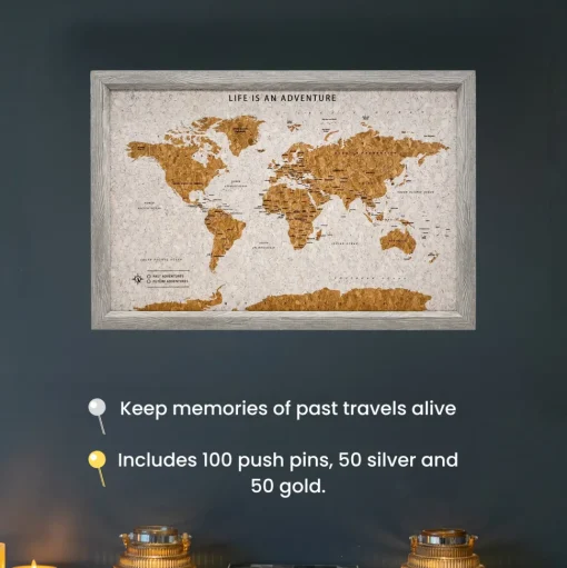 Splosh Travel Map - World Map - Large - Grey
