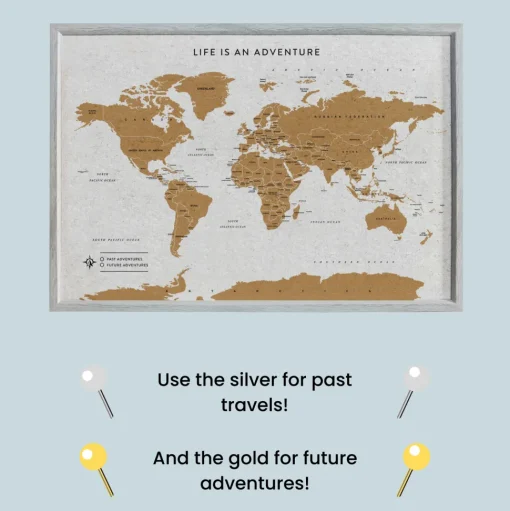 Splosh Travel Map - World Map - XL Desk - Grey