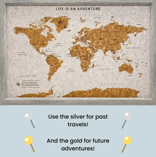 Splosh Travel Map - World Map - Large - Grey
