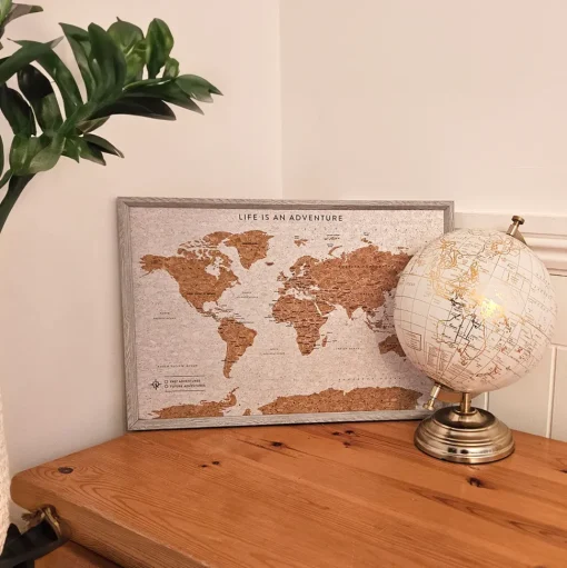 Splosh Travel Map - World Map - XL Desk - Grey